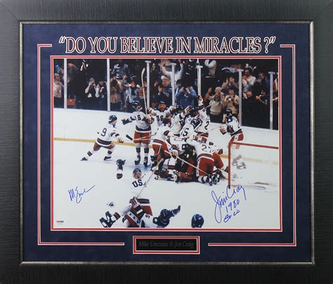 Lot Detail - Miracle on Ice: Jim Craig and Mike Eruzione Dual-Signed 16" x 20" Team USA Photo in ...