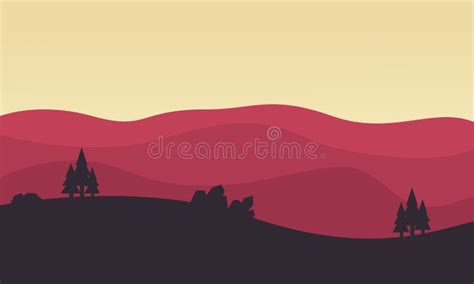 Silhouette of Hill Landscape Vector Stock Vector - Illustration of ...