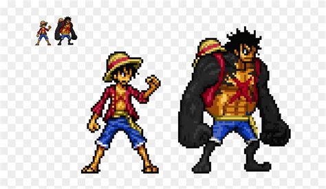 Monkey D - Pixel Art Luffy Gear 4, HD Png Download - 745x464(#878784) - PngFind