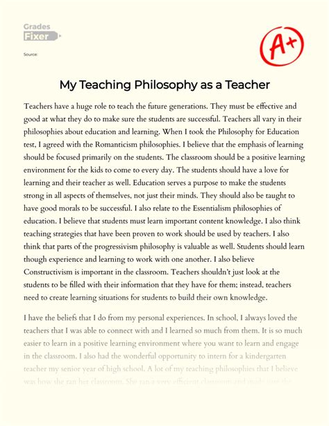 My Teaching Philosophy: Beliefs and Personal Experience: [Essay Example], 547 words