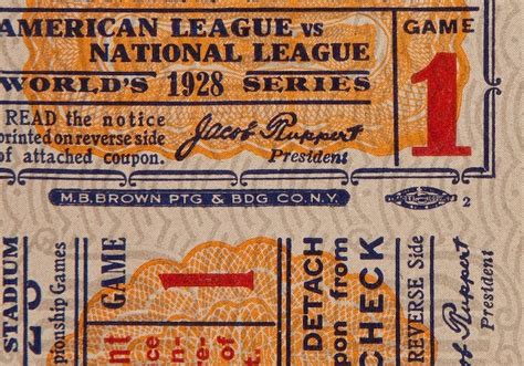 NEW YORK YANKEES 1928 print / game ticket Vintage Baseball | Etsy