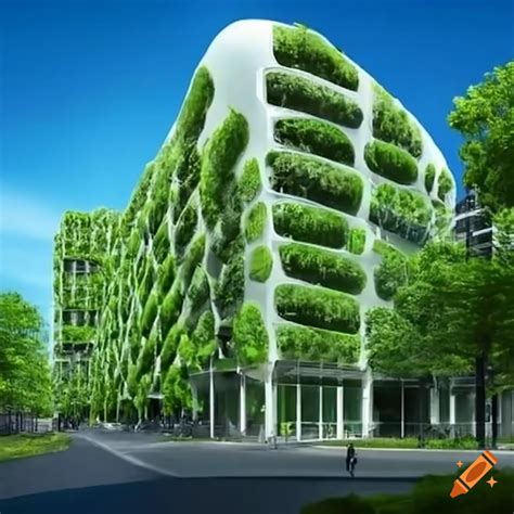 Sustainable city with green buildings on Craiyon