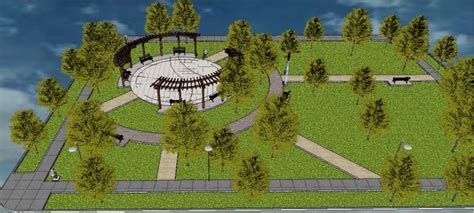 PARK DESIGN AND LANDSCAPING STRUCTURE 3D MODEL CAD DRAWING DETAILS SKP FILE