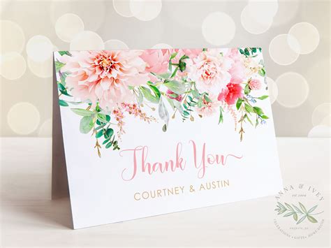 Printable Pink Floral Thank You Card - Anna & Ivey