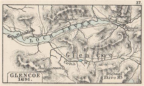 MASSACRE OF GLENCOE. Achnacon. 1691. 1692. SMALL. 1907 old antique map chart