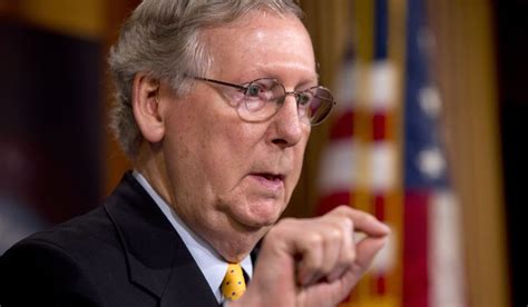 Senate Majority Leader Mitch McConnell, Kentucky Republican, speaks during a news conference on ...