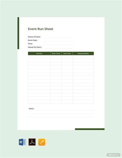 Sample Event Run Sheet Template in Word, PDF, Pages, Google Docs ...