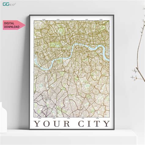 VINTAGE A City Map DIGITAL DOWNLOAD Vintage City Map Your - Etsy