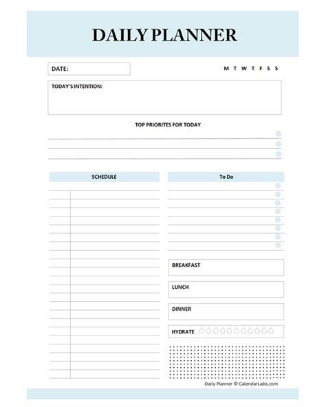 Minimalist Daily Planner - Free Printable Templates