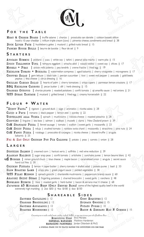 Menu at CdM Restaurant, Newport Beach, East Coast Hwy