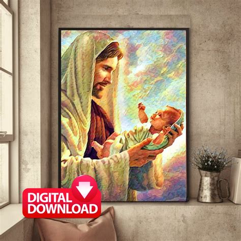 Jesus Christ Holding Baby Printable, Jesus Painting, Jesus Christ Print ...