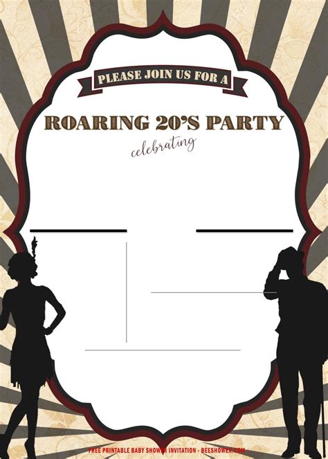 FREE Printable Roaring Party Invitation Templates | Party invite template, 1920s party ...