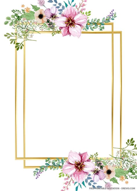 (FREE PRINTABLE) Gold Wedding Invitation Template - Drevio : Free And Printable Custom ...