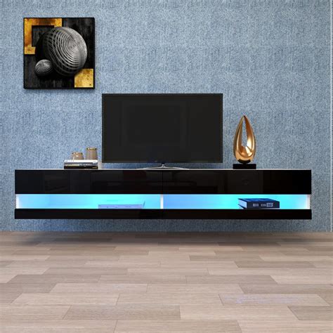 TV Stand with LED Lights, Floating TV Stand Wall Mounted Media Console ...