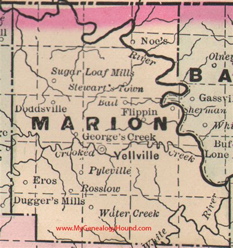 Marion County, Arkansas 1889 Map