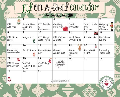 Elf On A Shelf Calendar Printable - STOCKPILING MOMS™