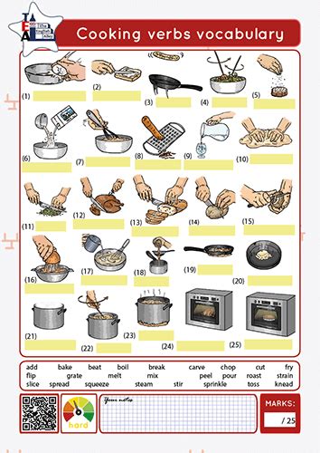 Cooking vocabulary worksheet - English site