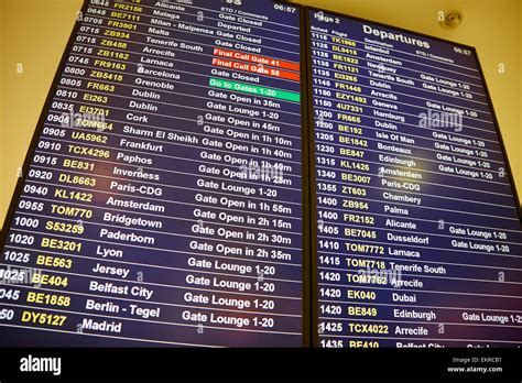 International Departures Board Birmingham Airport UK Stock Photo - Alamy