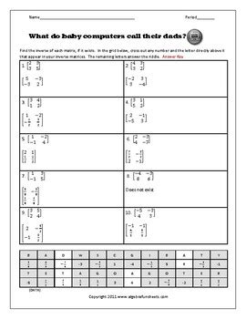 Matrix Inverse (2x2) Worksheet by Algebra Funsheets | TpT