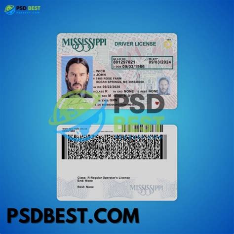 USA Mississippi Driving License PSD Template - PSD BEST