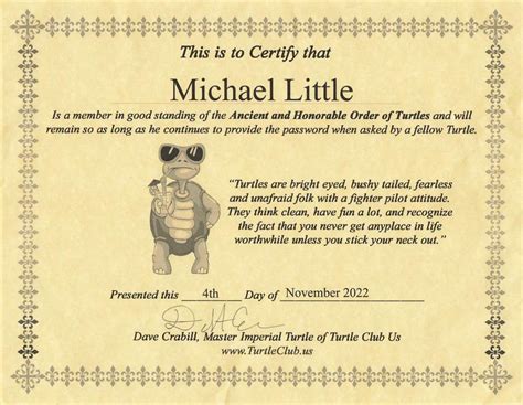 Ancient & Honorable Order of Turtles - Michael Joseph Little