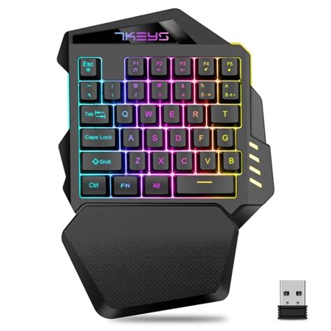 One Hand Mechanical Wireless Gaming Keyboard RGB Backlit Portable Mini Keyboard Game Controller ...