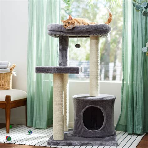 Amazon.com : OWNA Paradise Cat Tree with Hanging Toys - Each Post is All Wrapped in Sturdy Hard ...