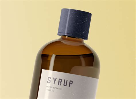 Free Brown Glass Syrup Bottle Mockup PSD - Good Mockups