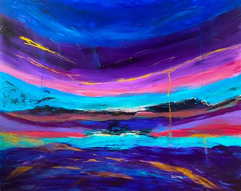 Abstract Landscape "Glorious Sunrise" Original Painting - Z Designs ...