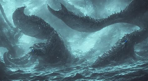 Underwater Leviathan, eerie, emotion, concept art, | Stable Diffusion