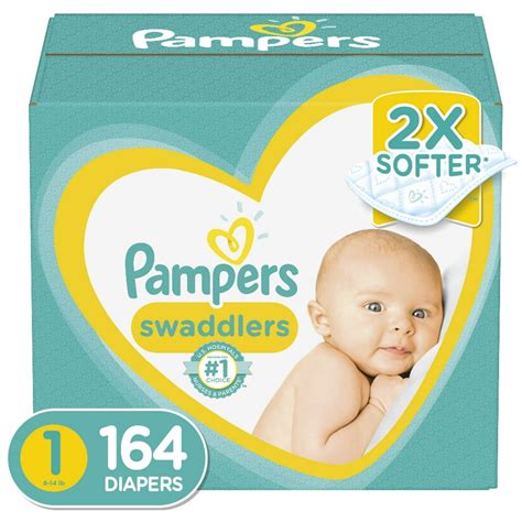 Pampers Swaddlers Newborn Diapers, Soft and Absorbent, Size 1, 164 ct ...