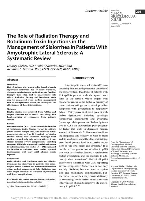 (PDF) The Role of Radiation Therapy and Botulinum Toxin Injections in the Management of ...