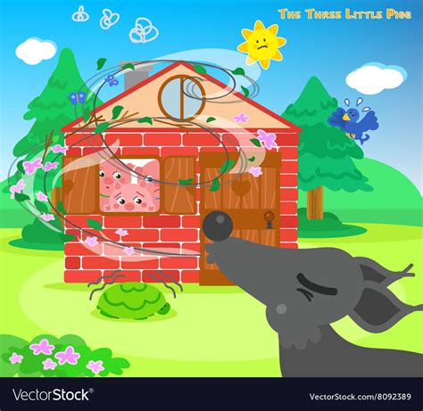 Three Little Pigs Brick House Wolf