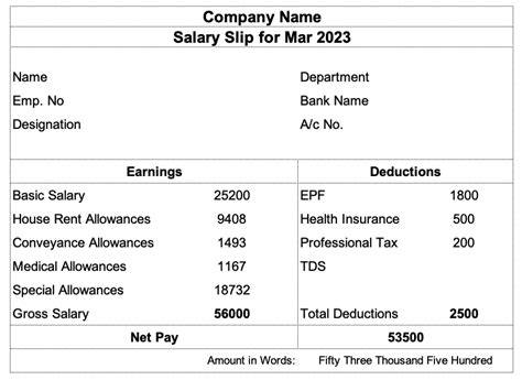 Salary Slip Excel Template