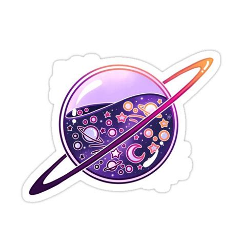 the planets sticker is shown with an orange and purple design on it's side