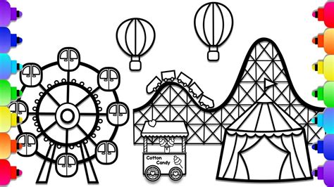 Learn How to Draw an Amusement Park Step by Step | Carnival Coloring Page | Easy to Draw - YouTube