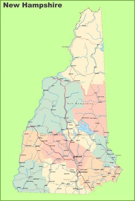 Road map of New Hampshire with cities - Ontheworldmap.com