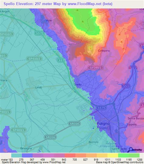 Elevation of Spello,Italy Elevation Map, Topography, Contour