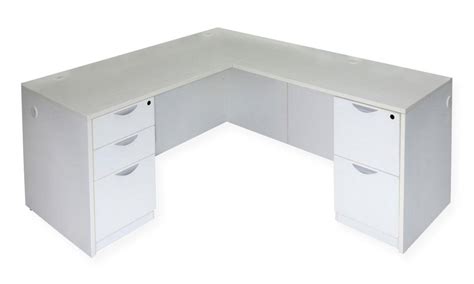 White L Shaped Desk with Drawers | Madison Liquidators