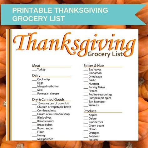 Thanksgiving Grocery List Printable | Thanksgiving grocery ...