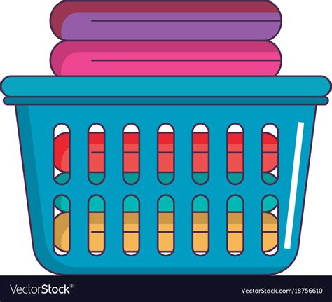 Laundry basket with pile of folded clothes Vector Image