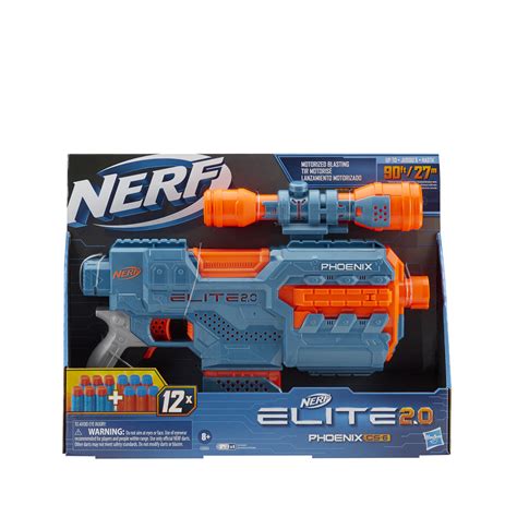 Nerf Elite 2.0 Phoenix CS-6 Motorized Blaster, 12 Official Nerf Darts ...