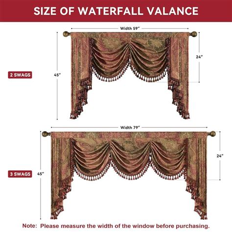 Atina Swag Valance Classic Waterfall Valance for Windows Damask Valance ...