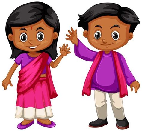 Indian boy and girl smiling 301632 Vector Art at Vecteezy