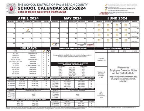 Palm Beach County School Calendar 2023-2024