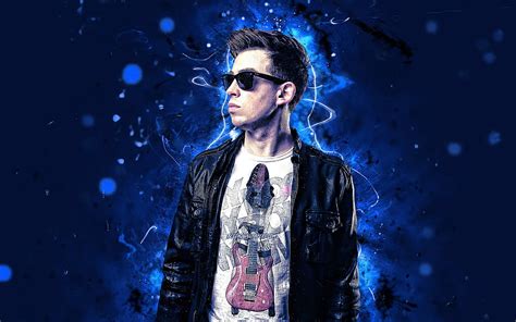 Hardwell, blue neon lights, superstars, Dutch DJs, music stars, fan art, Robbert van de Corput ...