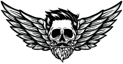 Winged Skull Vector Vintage with mustache and beard 27013092 Vector Art at Vecteezy