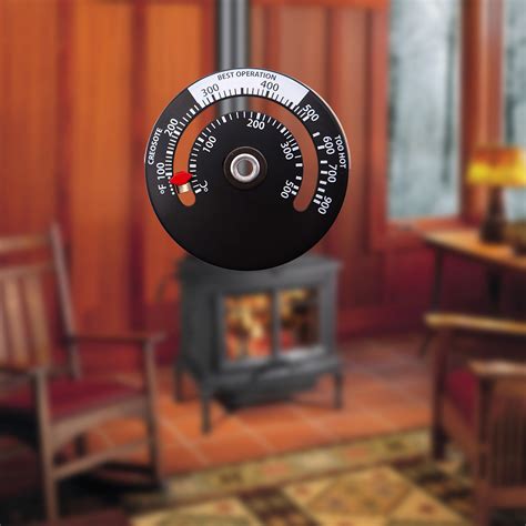 Magnetic Heating Stove Thermometer Heat Powered For Wood Log Burning ...