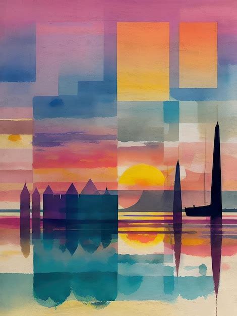 Premium Photo | Watercolor sunset painting abstract illustration ...