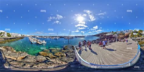 360° view of Old Town Harbour in Puerto del Carmen Lanzarote, Canary ...